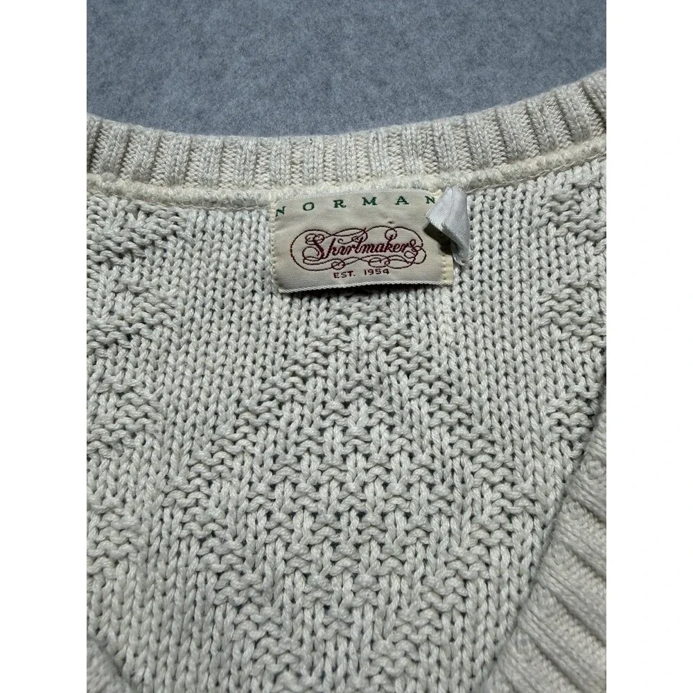 Vintage Norman Shirtmakers Cotton Knit Sweater Vest Cream Size XL Mens